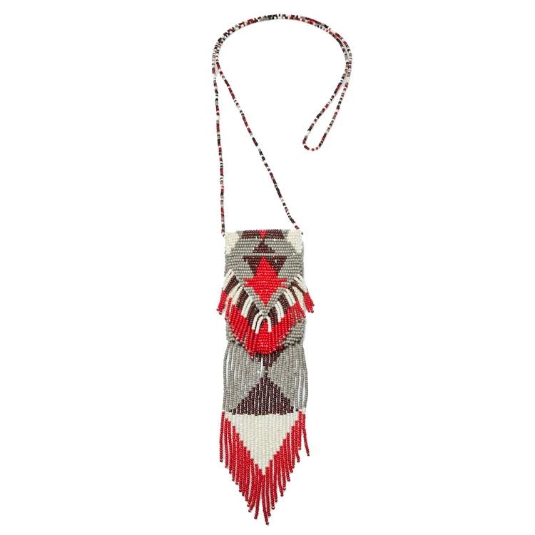 Pre Owned Etro Multicolor Bead Tasseled Navajo Amulet Bag Necklace