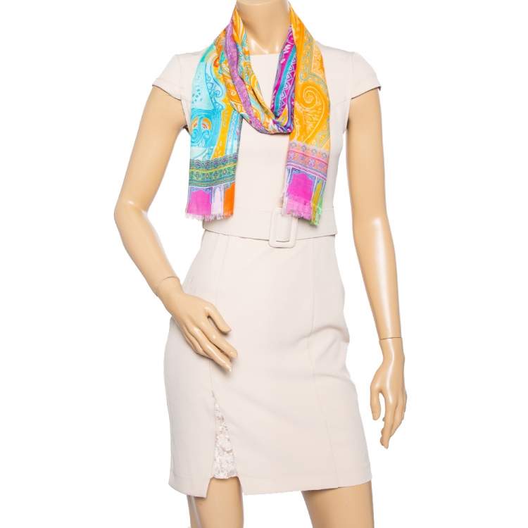 Pre Owned Etro Multicolor Paisley Printed Modal & Cashmere Stole