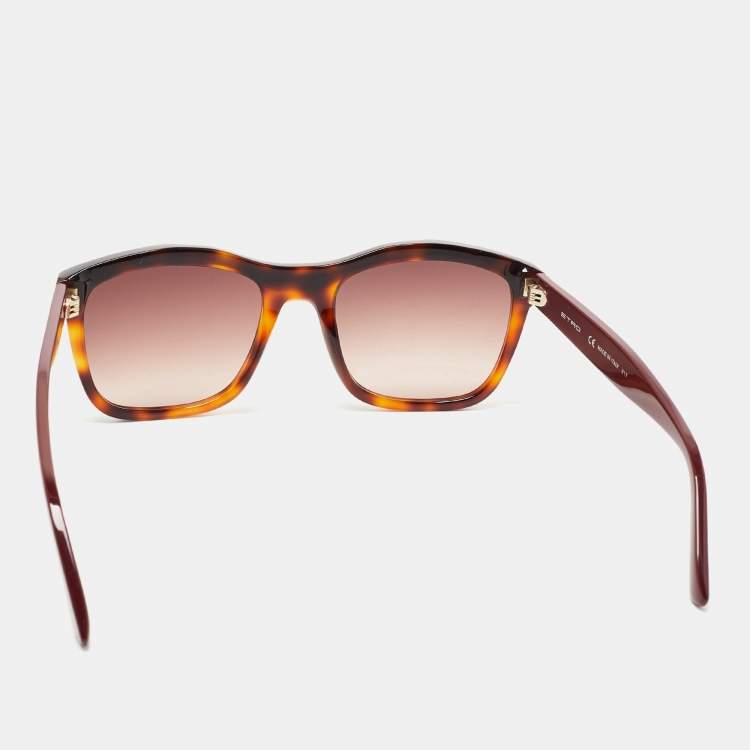 Pre Owned Etro Brown Tortoise ET653S Rectangular Sunglasses
