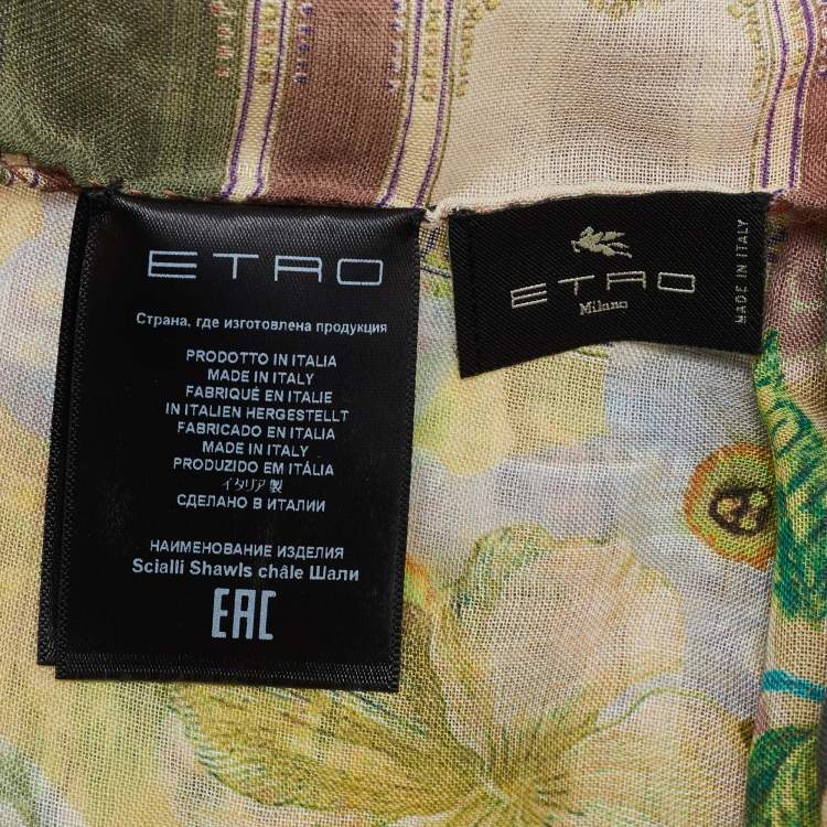 Pre Owned Etro Multicolor Floral Patterned Silk & Wool Stole