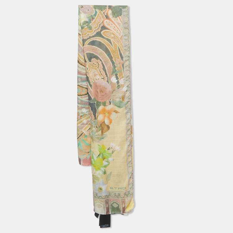 Pre Owned Etro Multicolor Floral Patterned Silk & Wool Stole