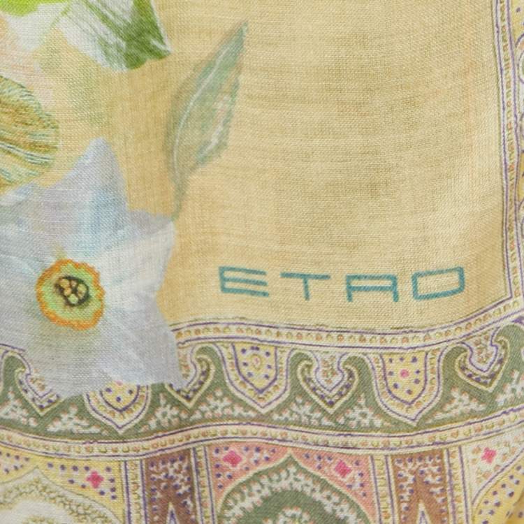 Pre Owned Etro Multicolor Floral Patterned Silk & Wool Stole