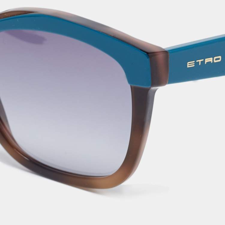 Pre Owned Etro Teal/Brown Gradient ET653S Wayfarer Sunglasses