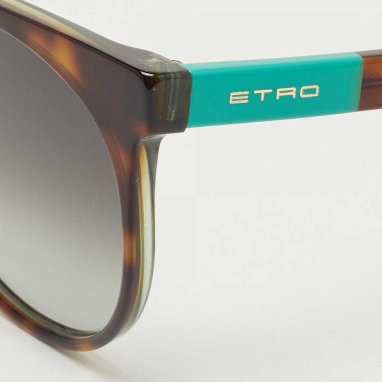 Pre Owned Etro Brown/Green Tortoise Gradient ET660S Cat Eye Sunglasses
