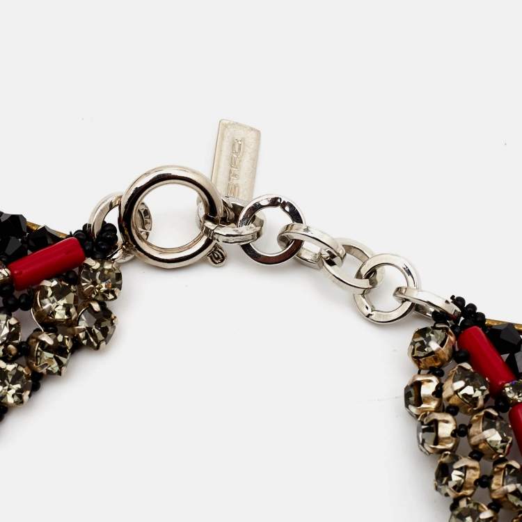 Pre Owned Etro Multicolor Crystal Beaded Statement Drop Necklace