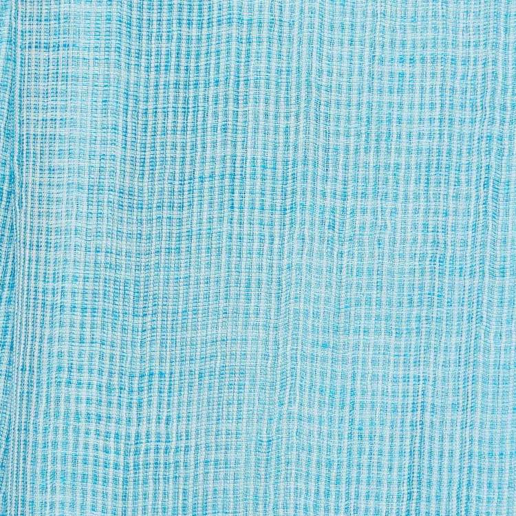 Pre Owned Etro Blue/Pink Linen & Cotton Stole 