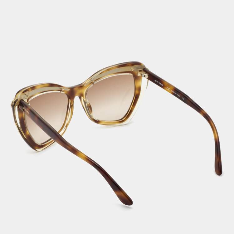 Pre Owned Etro Tortoise Brown Gradient ET645S Cat eye Sunglasses