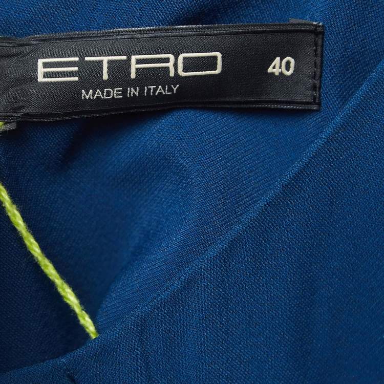 مملوكة مسبقًا Etro Blue Embellished Sleeveless Shirt Dress S