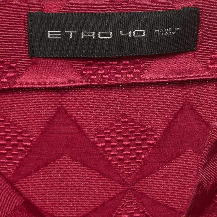 Pre Owned Etro Pink Burgundy Patterned Silk & Wool Blend Mini Dress S