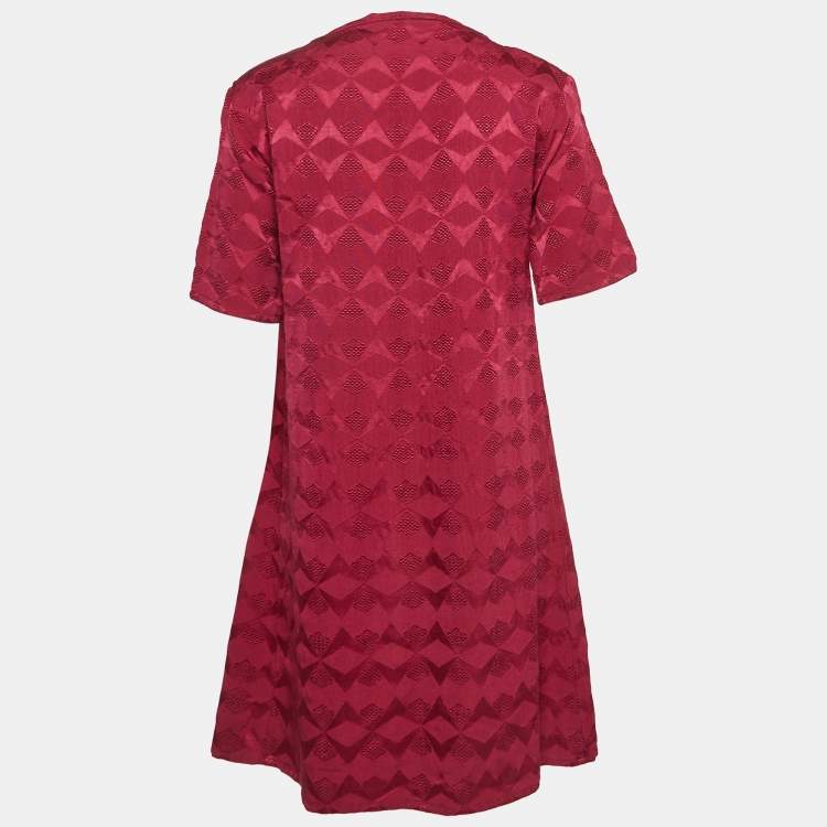 Pre Owned Etro Pink Burgundy Patterned Silk & Wool Blend Mini Dress S