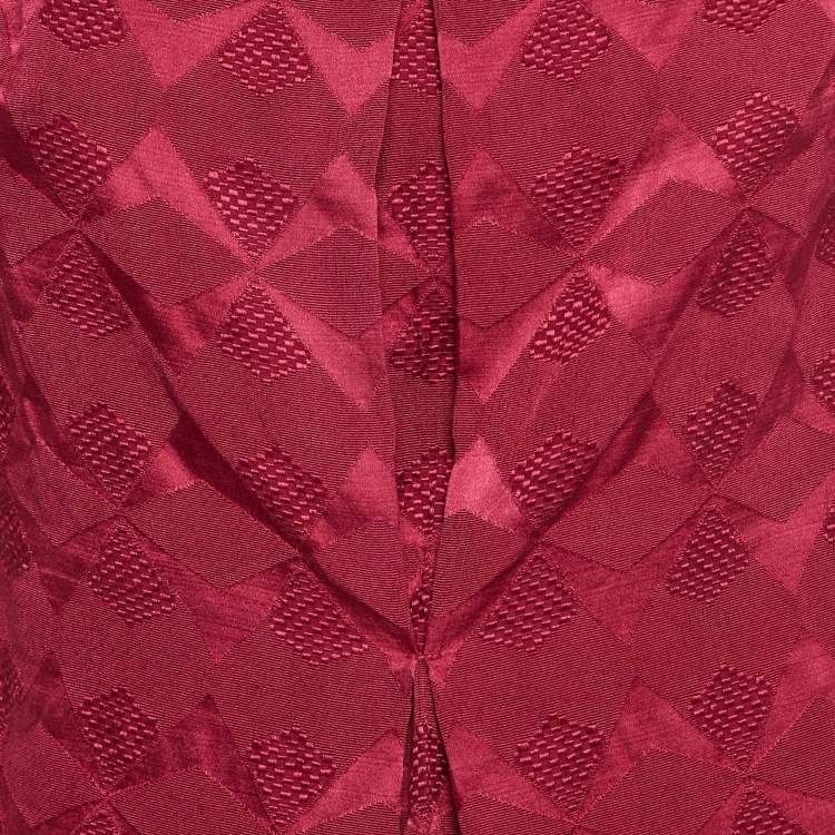 Pre Owned Etro Pink Burgundy Patterned Silk & Wool Blend Mini Dress S