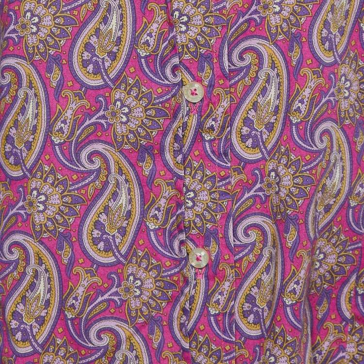 Pre Owned Etro Pink Paisley Print Cotton Buttoned Up Shirt L