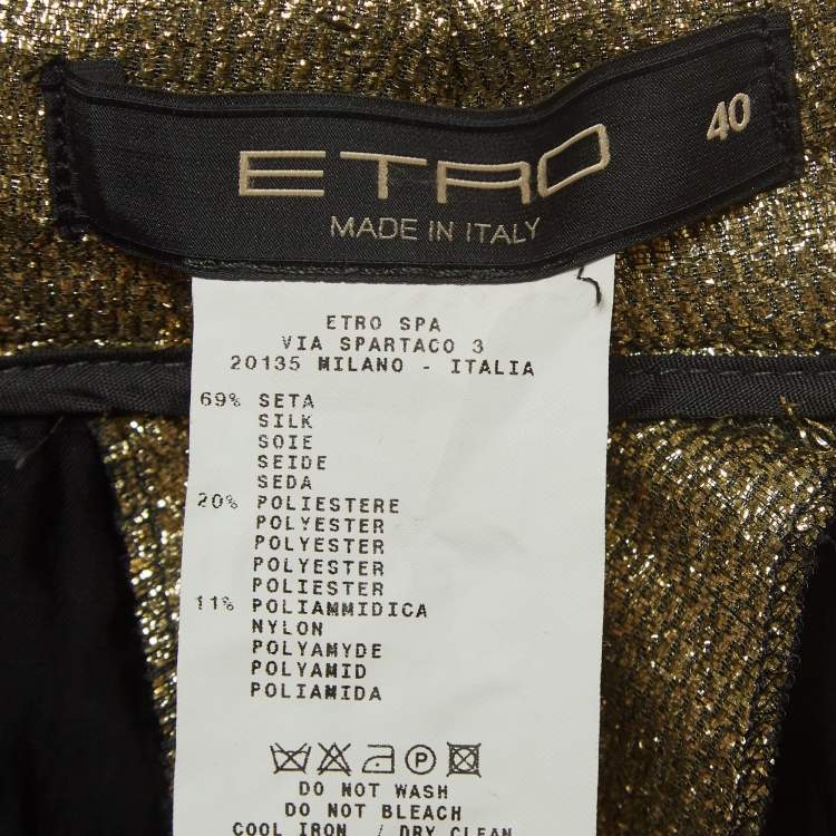 Pre Owned Etro Metallic Gold Lurex Silk Trousers S