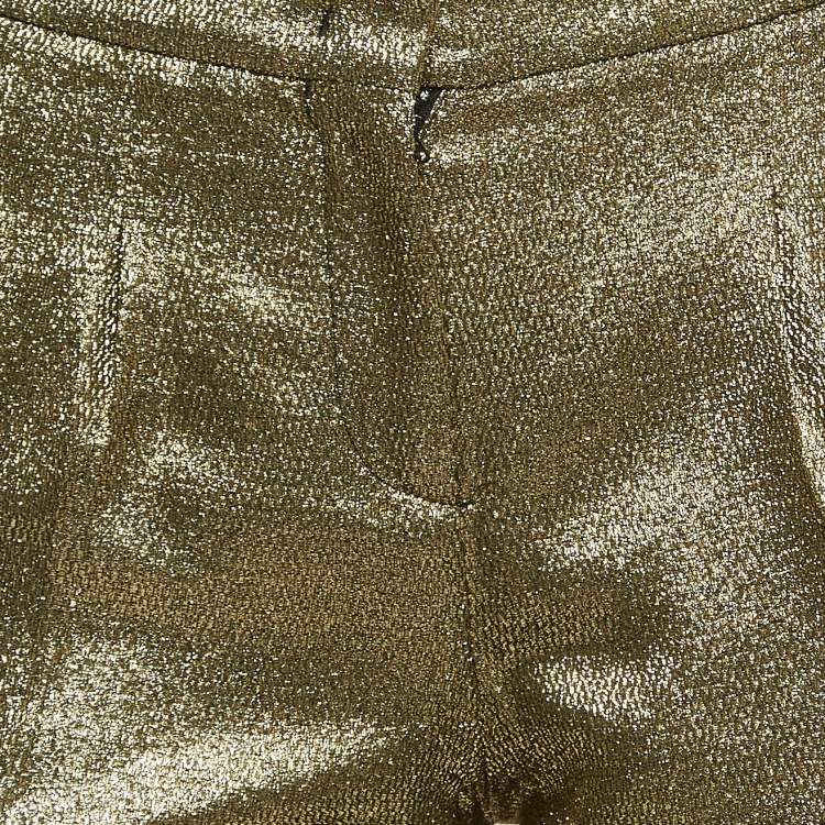 Pre Owned Etro Metallic Gold Lurex Silk Trousers S