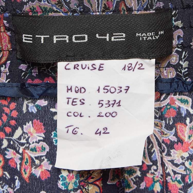 Pre Owned Etro Multicolor Floral Paisley Print Silk Wide-Leg Pants M