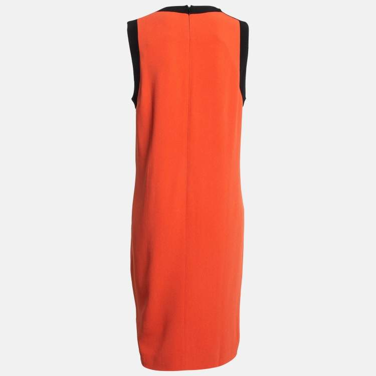 Pre Owned Etro Orange Floral Print Crepe Shift Dress L