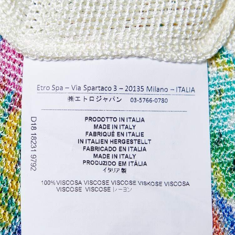Pre Owned Etro Cream Printed Knit Fringed Cardigan M
