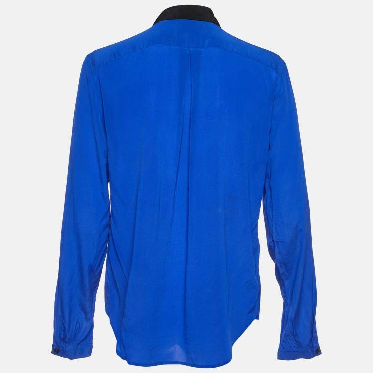 Pre Owned Etro Blue Silk Long Sleeve Shirt M