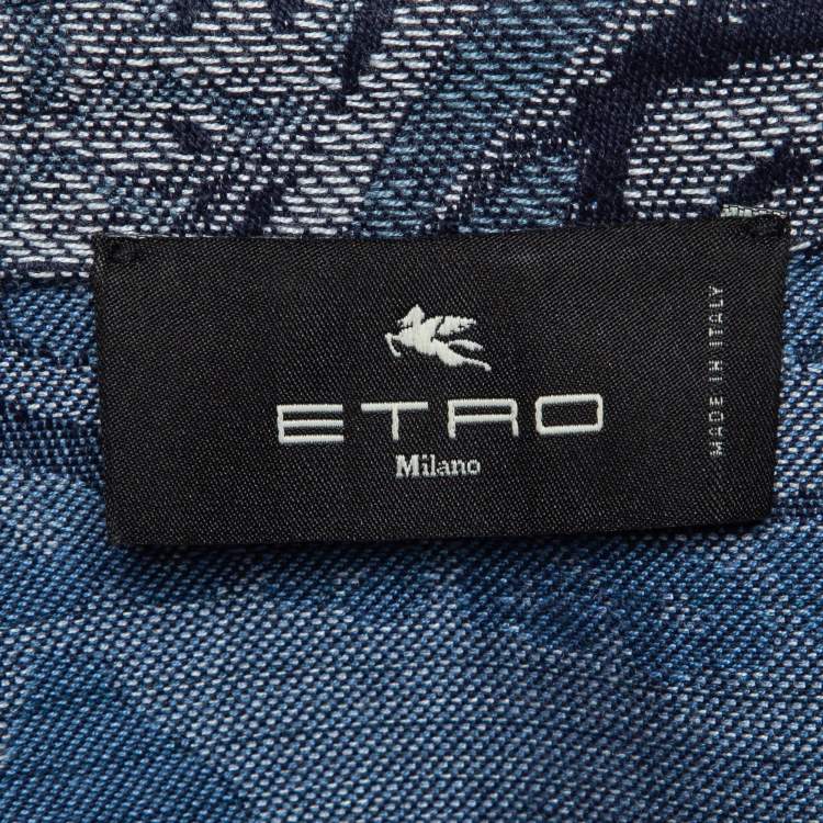 Pre Owned Etro Blue Floral Jacquard Denim Playsuit S