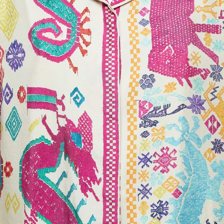 Pre Owned Etro Multicolor Printed Button Front Shirt M