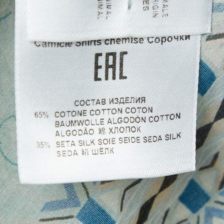 Pre Owned Etro Green Printed Cotton Blend Shirt M