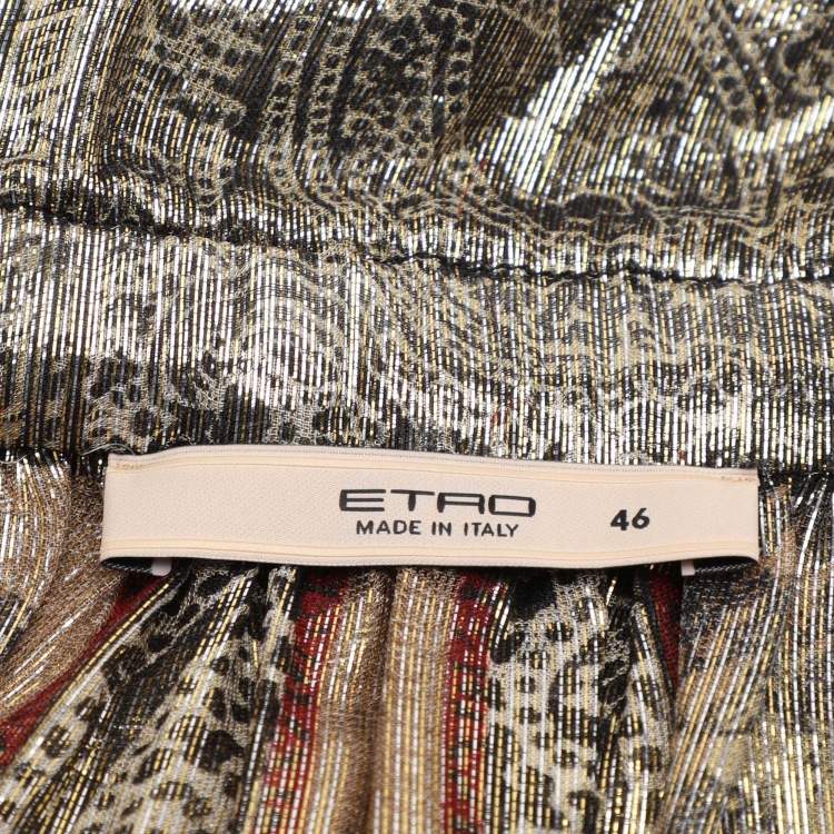 Pre Owned Etro Multicolor Printed Silk Blend Lurex Top L