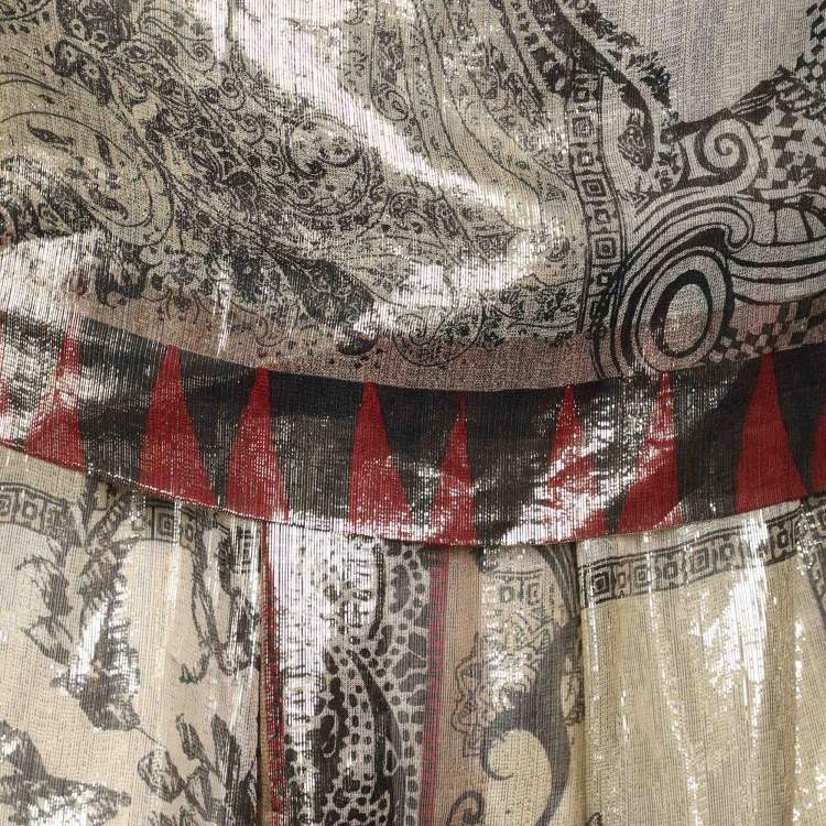 Pre Owned Etro Multicolor Printed Silk Blend Lurex Top L