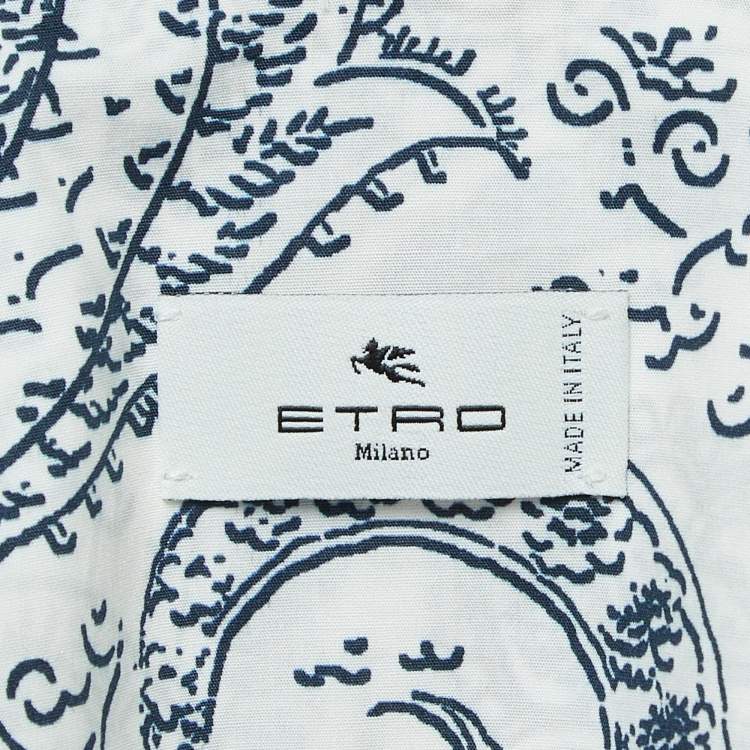 Pre Owned Etro White Printed Cotton Long Sleeve Shirt S