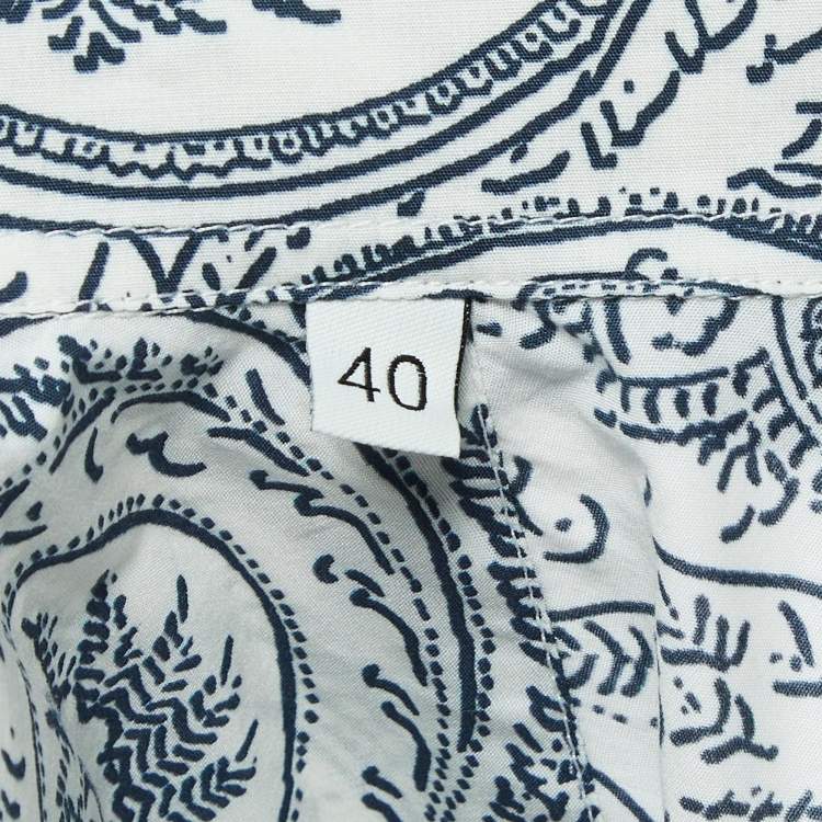 Pre Owned Etro White Printed Cotton Long Sleeve Shirt S