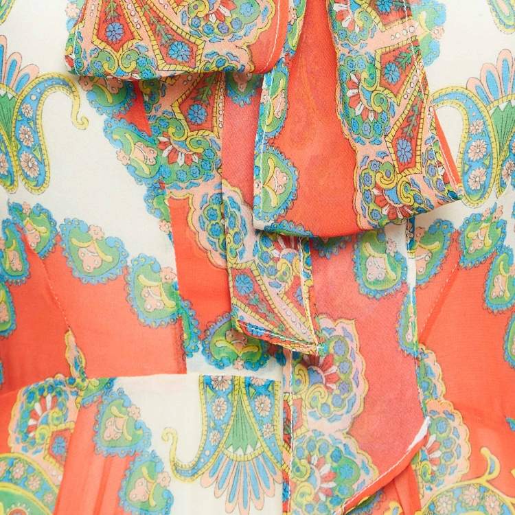 Pre Owned Etro Multicolor Paisley Print Pleated Midi Dress S