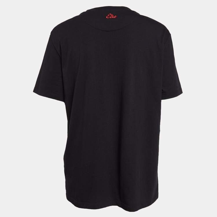 Pre Owned Etro x Tom and Jerry Black Print Cotton Knit T-Shirt XS