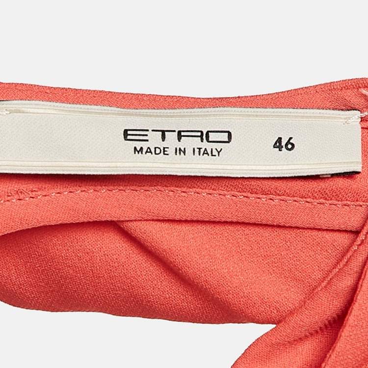 Pre Owned Etro Red Silk Ruffled Sleeveless Top L