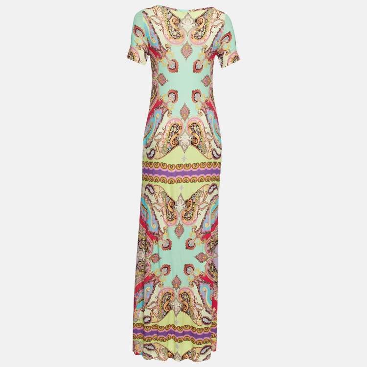 Pre Owned Etro Multicolor Paisley Print Crepe Maxi Dress S