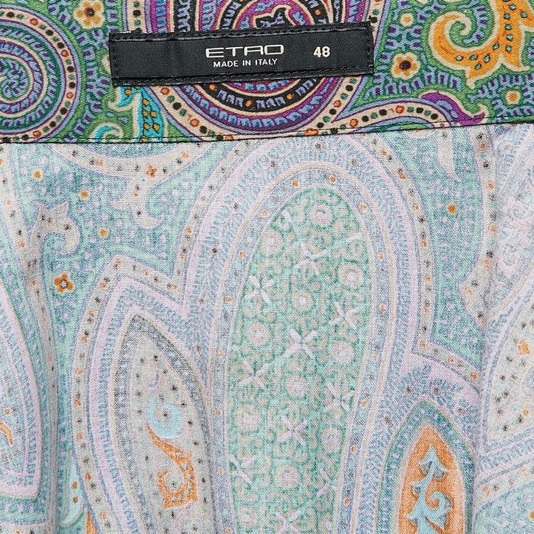 Pre Owned Etro Purple Paisley Print Cotton Button Front Shirt L