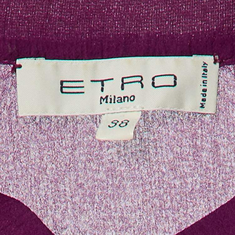 Pre Owned Etro Purple Chiffon Silk Button Front Blouse S