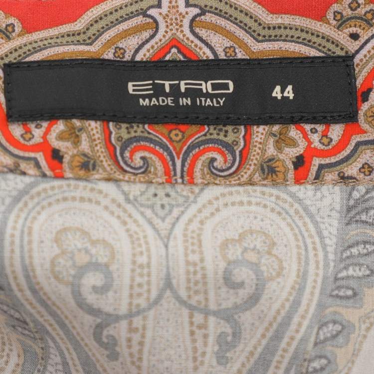 Pre Owned Etro Multicolor Printed Cotton Button Front Shirt M