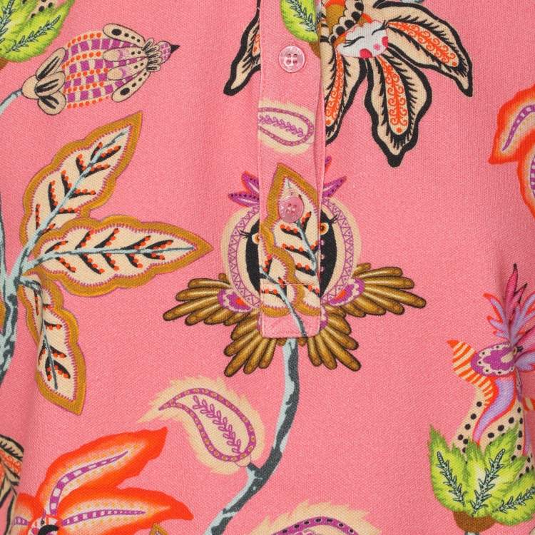 Pre Owned Etro Pink Floral Printed Fabric T-Shirt M