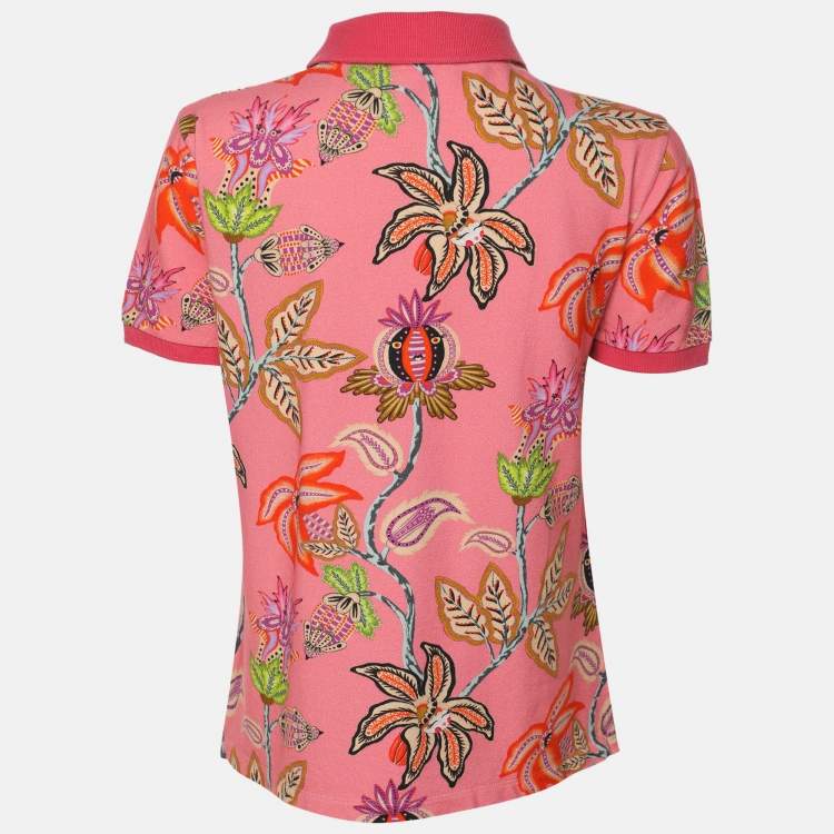 Pre Owned Etro Pink Floral Printed Fabric T-Shirt M
