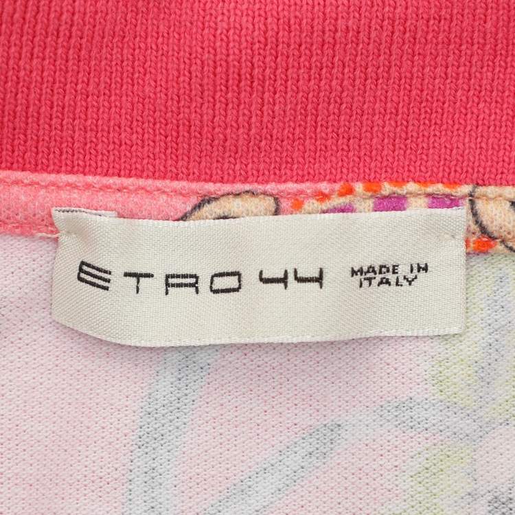 Pre Owned Etro Pink Floral Printed Fabric T-Shirt M