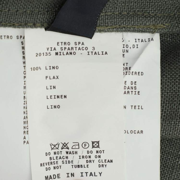 Pre Owned Etro Green Linen Embellished Button Front Jacket M
