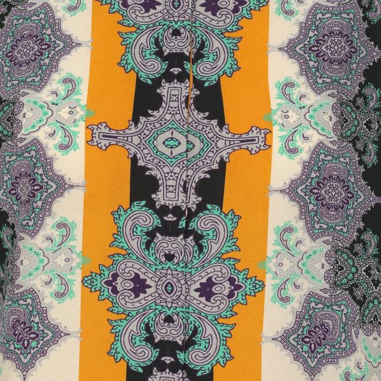 Pre Owned Etro Multicolor Printed Silk Button Front Shirt M