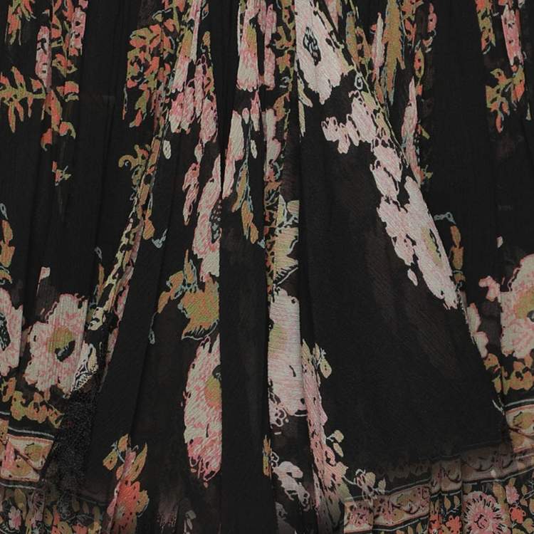 Pre Owned Etro Multicolor Printed Silk Lace Mini Skirt S
