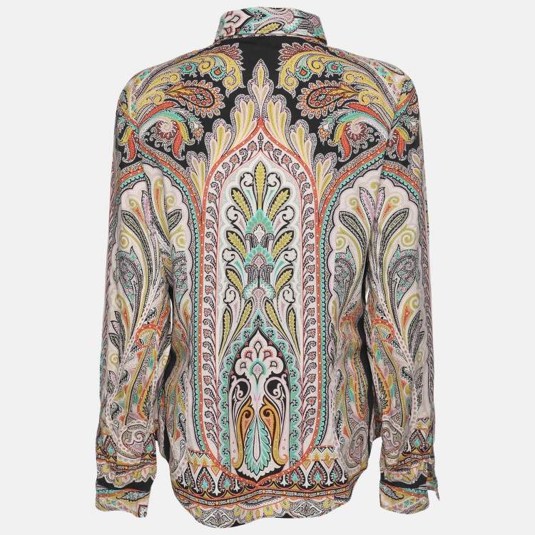 Pre Owned Etro Multicolor Print Cotton Blend Full Sleeve Shirt M