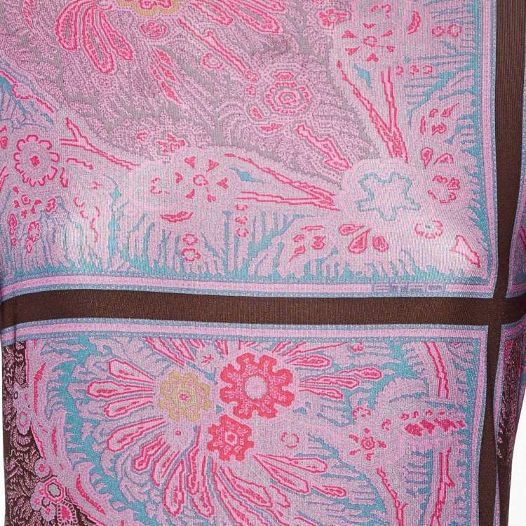 Pre Owned Etro Purple/Multicolor Printed Jersey Full Sleeve Top M