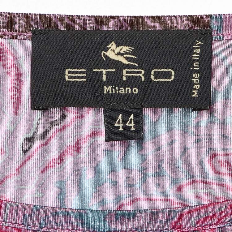 Pre Owned Etro Purple/Multicolor Printed Jersey Full Sleeve Top M