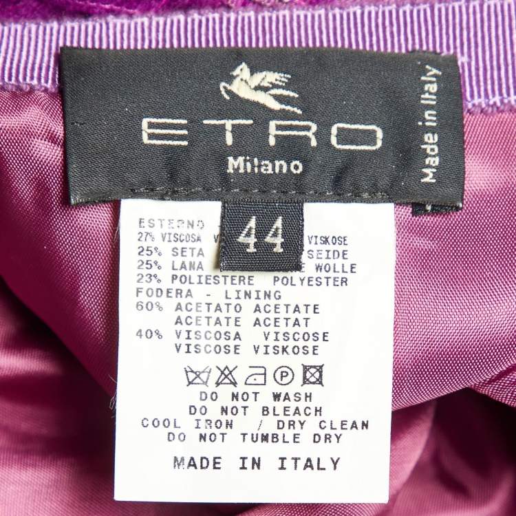 Pre Owned Etro Pink Lurex Jacquard Pleated Midi Skirt M