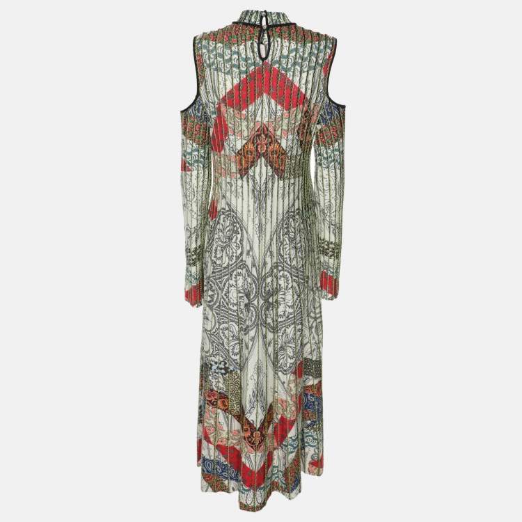 Pre Owned Etro Multicolor Paisley Printed Knit Cold Shoulder Dress M