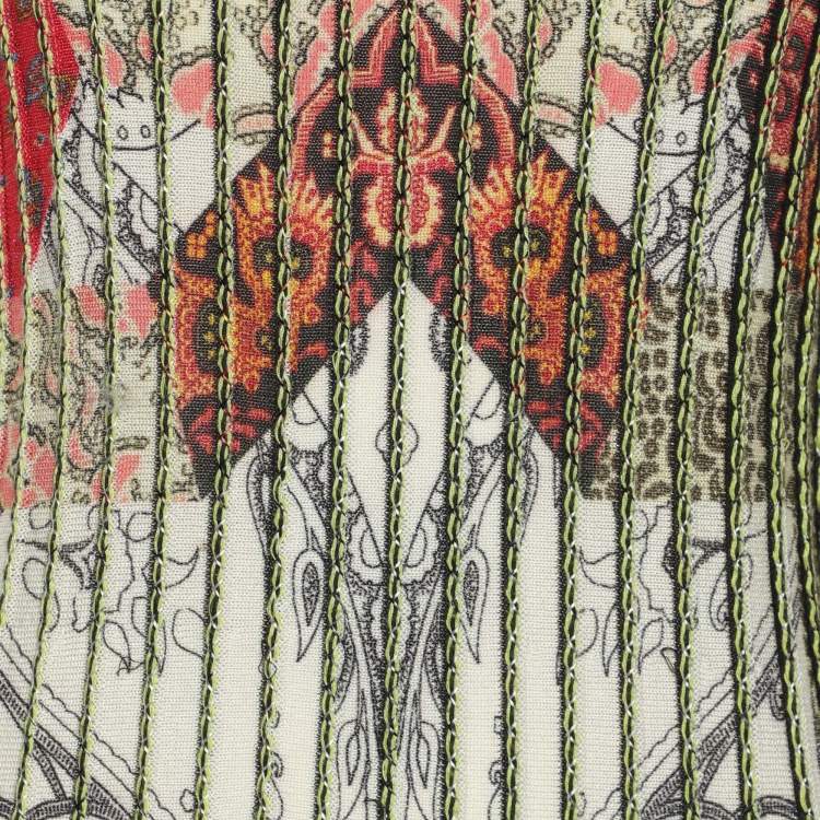 Pre Owned Etro Multicolor Paisley Printed Knit Cold Shoulder Dress M
