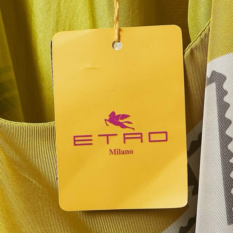 Pre Owned Etro Green Printed Silk Layered Shift Dress S