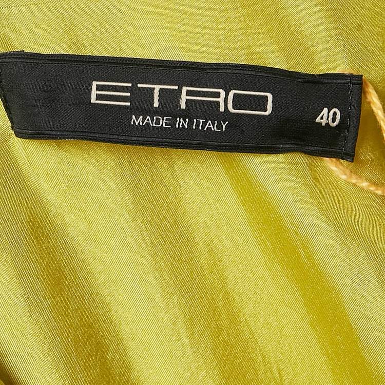 Pre Owned Etro Green Printed Silk Layered Shift Dress S